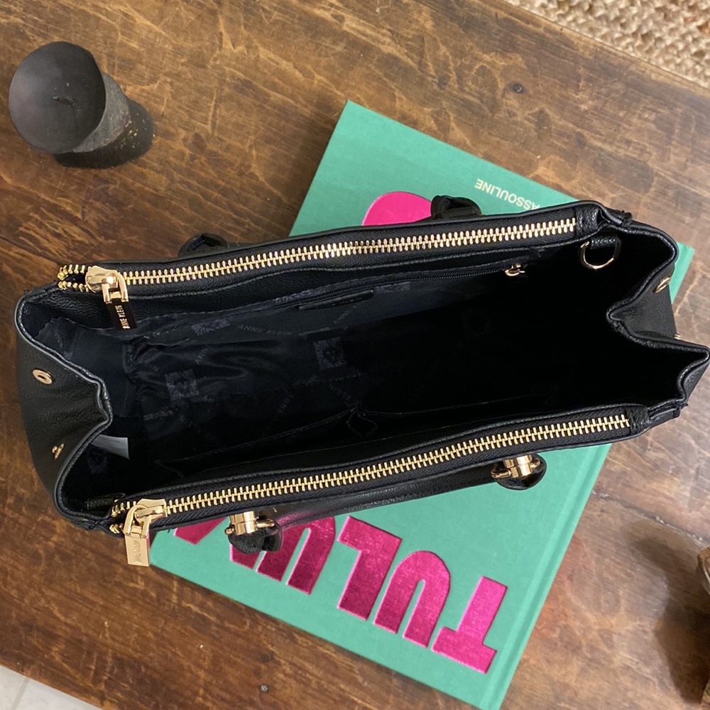 Black and Rattan Anne Klein Purse - Picture 2 of 3